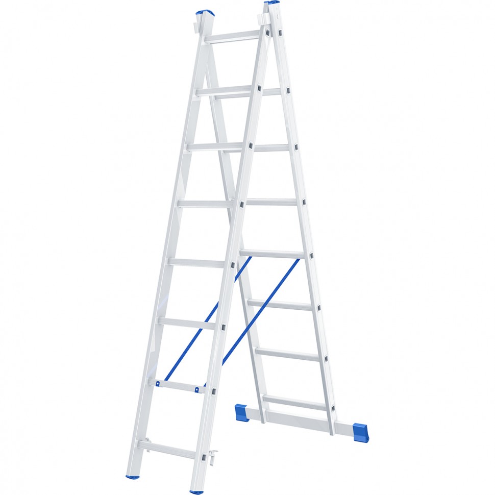 Лестница, 2 х 8 ступеней, алюминиевая, двухсекционная СИБРТЕХ 97908