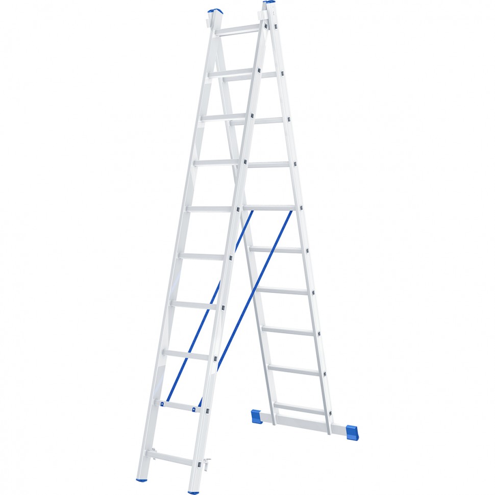 Лестница, 2 х 10 ступеней, алюминиевая, двухсекционная СИБРТЕХ 97910
