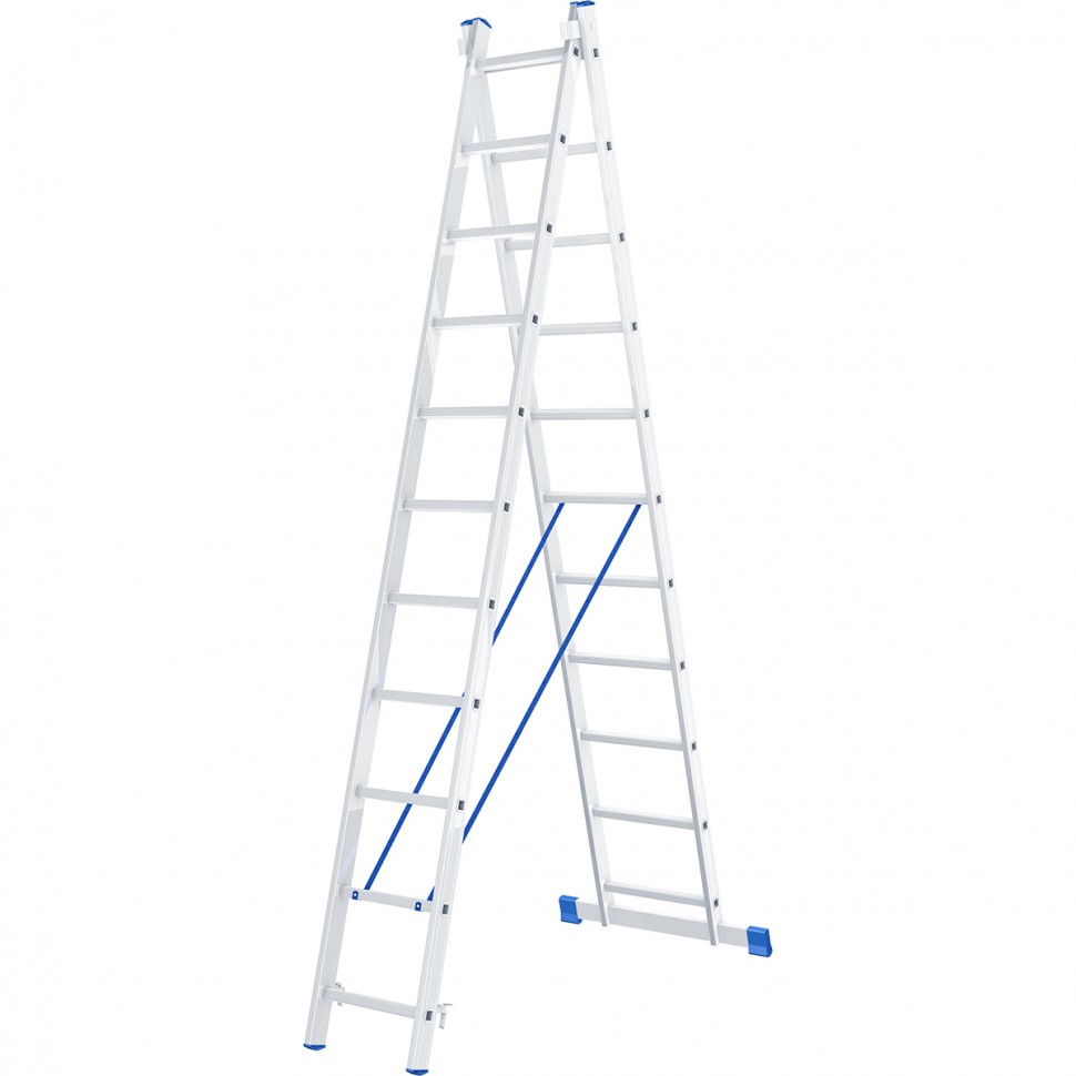 Лестница, 2 х 11 ступеней, алюминиевая, двухсекционная СИБРТЕХ 97911
