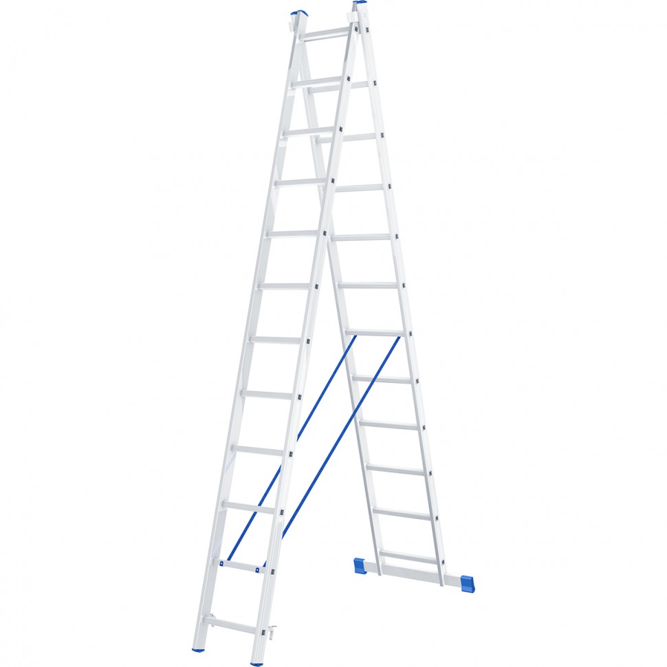Лестница, 2 х 12 ступеней, алюминиевая, двухсекционная СИБРТЕХ 97912