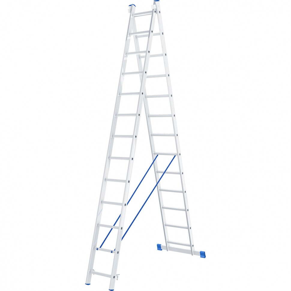 Лестница, 2 х 13 ступеней, алюминиевая, двухсекционная СИБРТЕХ 97913