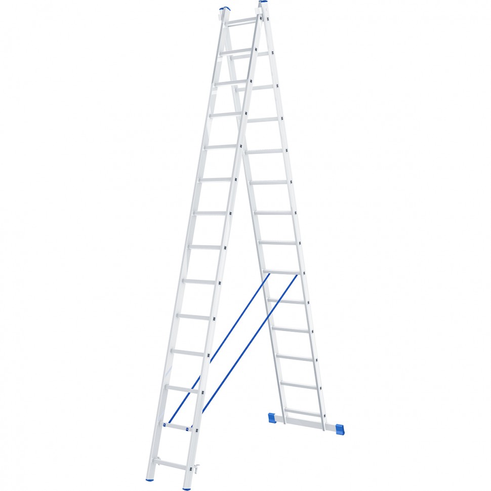 Лестница, 2 х 14 ступеней, алюминиевая, двухсекционная СИБРТЕХ 97914