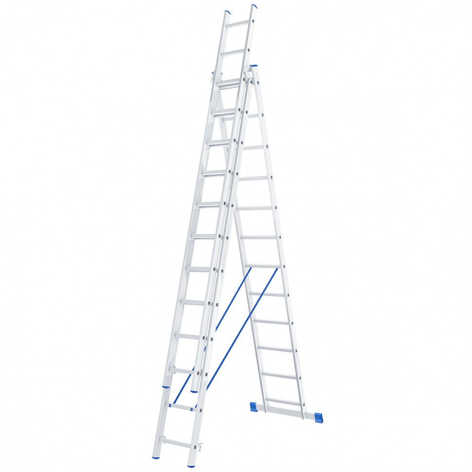 Лестница, 3 х 12 ступеней, алюминиевая, трехсекционная СИБРТЕХ 97822