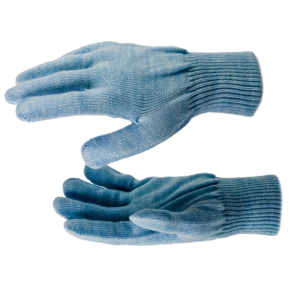 Перчатки трикотажные, голубой, двойная манжета СИБРТЕХ 68676