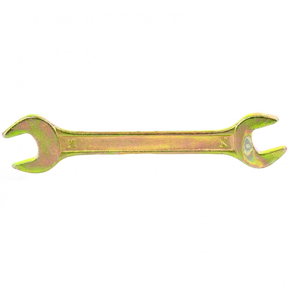 Ключ рожковый, 14 х 15 мм, желтый цинк. СИБРТЕХ 14308