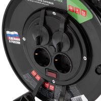 Удлинитель силовой на кабельной катушке, ПВС, 50 м, 4 розетки с крышкой, IP44, 16А, УХз16 СИБРТЕХ 96048